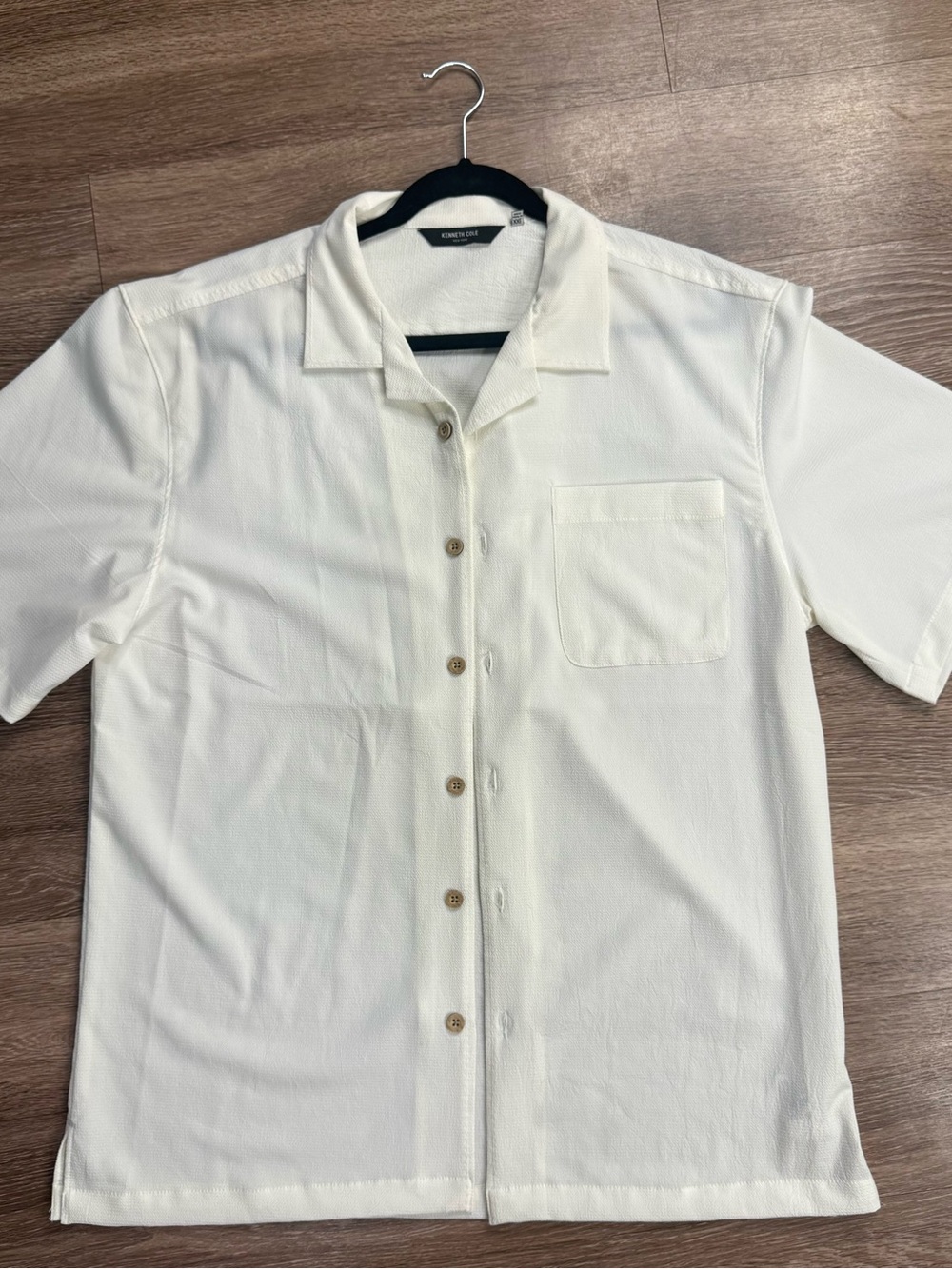Kenneth Cole Men's Cream‎ Short-Sleeve Button-Up Shirt